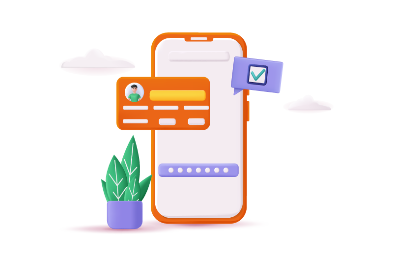 Ilustración de credencial digital en celular con verificación, diseñada para instituciones educativas